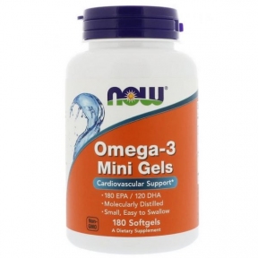 NOW Omega-3 Mini Gels 500 мг міні-капсули м'які №180