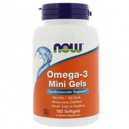 NOW Omega-3 Mini Gels 500 мг мини-капсулы мягкие №180