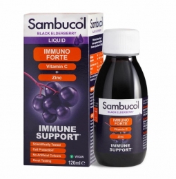 Сироп из черной бузины Sambucol Immuno Forte Liquid для поддержки иммунитета 120 мл