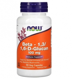 NOW БETA-1,3/1,6-D-Глюкан / Beta-1.3/1.6-D-Glucan поддержка иммунитета в капсулах 100 мг №90