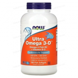 NOW ULTRA Omega 3-D в мягких капсулах №180